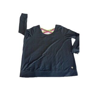 Torrid Active Black Long Sleeve Top 3x Neon Strappy Back